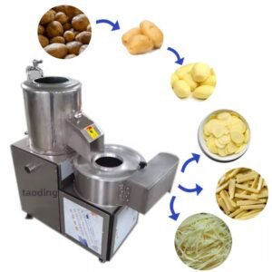 Machine à nettoyer, éplucher et découper les pommes de terre, patates douces et taro