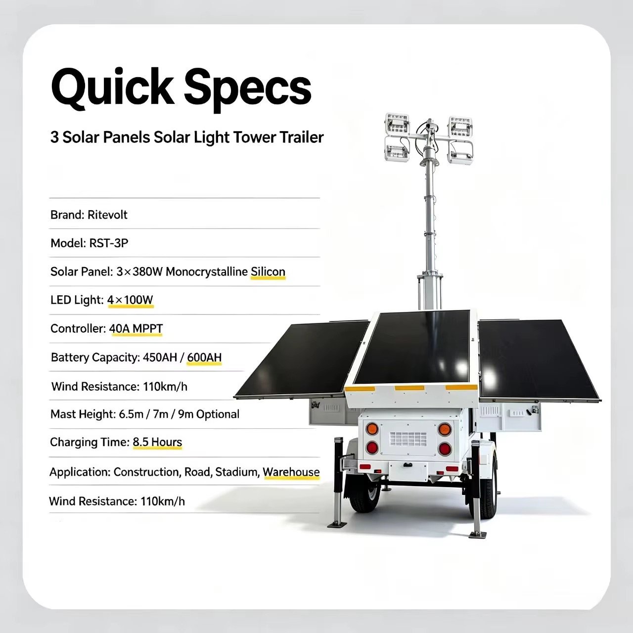 Tour d’éclairage solaire mobile – Image 6